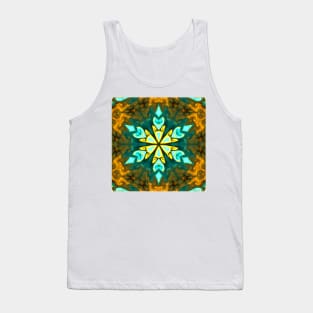 Psychedelic Mandala Flower Teal and Yellow Tank Top